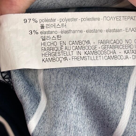 Zara Trafaluc Relaxed Tapered Leg Vertical Stripe Crop Pants Tie Waist Navy XS - Picture 9 of 10